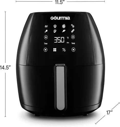 Vista 7 de Gourmia GAF518 - Freidora digital de aire de acero inoxidable de 5 litros sin aceite para freír saludable, pantalla con 8 preestablecidos, 1500 W