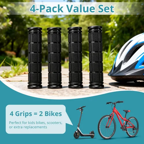 Vista 6 de 4 empuñaduras de mango de bicicleta, empuñaduras de goma antideslizantes para manillar de bicicleta, empuñaduras de repuesto especializadas