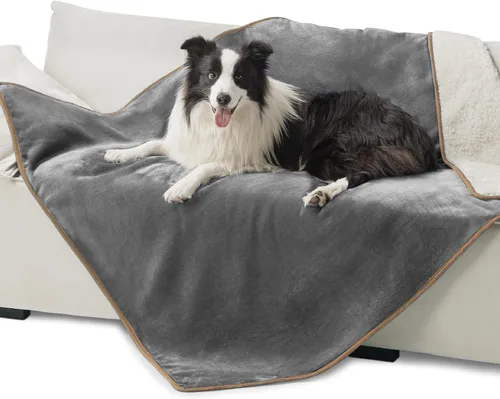 Bedsure Mantas impermeables para perros extragrandes – Manta de gato XL lavable para protección del sofá, manta de forro polar Sherpa para Gris