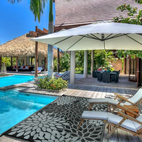 Vista 6 de Anidaroel Alfombras de exterior de 5 x 8 pies para patios, impermeables, reversibles, de plástico tropical, alfombra de campamento, alfombra