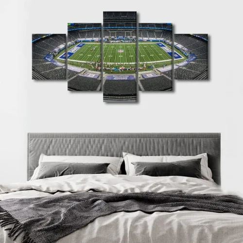 Vista 40 de TUMOVO T-MOBILE PARK - Arte de pared para sala de estar, lienzo de estadio de Seattle, 5 piezas, arte moderno de decoración de pared