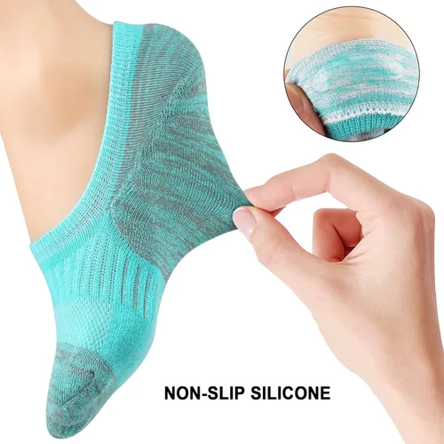 Vista 4 de Gonii Calcetines deportivos para mujer, calcetines de tobillo acolchados para correr, corte bajo, 5-8 pares