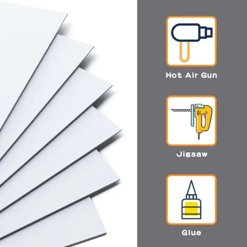 Vista 3 de Zuvas Paquete de 6 láminas de plástico ABS blanco de 12 x 16 x 0.06 pulgadas, moldeable que la lámina acrílica, flexible que la hoja de plexiglás