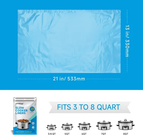 Vista 4 de Bolsas de cocción lenta de 3 a 8 cuartos de galón, bolsas de cocina de tamaño grande de 13 x 21 pulgadas, bolsas de cocción lenta, desechables