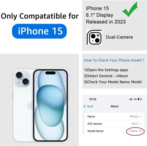 Vista 2 de Funda tipo cartera para iPhone 15, [bloqueo RFID] Soporte para 3 tarjetas con ranura para tarjeta de crédito Funda protectora magnética de piel Verde