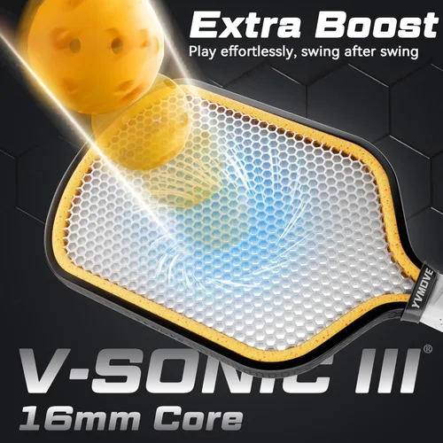 Vista 3 de Pickleball Paddle with T700 Raw Carbon Fiber Surface & 16mm STR-Core Power Polymer Core, Premium Pickle Ball Racket Designed for Ultimate Spin &