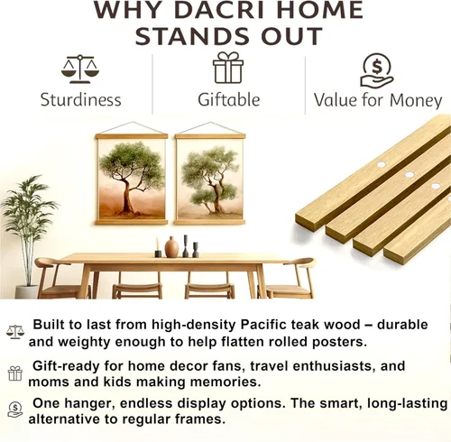 Vista 4 de Dacri Home - Colgador magnético para marcos de pósteres. Marco de madera fácil de colgar. Amplia compatibilidad con pasadores de madera para colgar