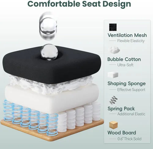 Vista 5 de Silla de oficina ergonómica, sillas de escritorio de malla para computadora con soporte lumbar ajustable, reposabrazos 3D, función de inclinación