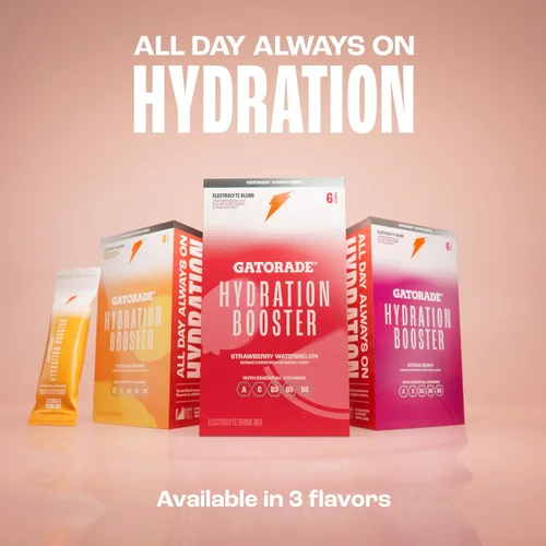 Vista 5 de Gatorade Hydration Booster Paquetes de Polvo de Mezcla de Bebida Electrolítica, Citrus Berry, Mezcla Avanzada de Electrolitos, Sin Colores Añadidos