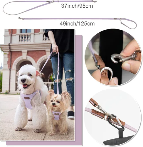 Vista 9 de Arnés sin tirones para perro, con correa multifunción, pechera suave y ajustable para mascota, no ahorca, chaleco a prueba de escape para perros