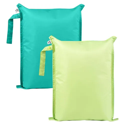 Vista 34 de Tiny Twinkle Bolsas húmedas a prueba de desorden Paquete de 2 bolsas húmedas reutilizables impermeables para trajes de baño Ropa de bebé Bolsa