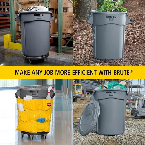 Vista 6 de Rubbermaid Commercial Products Fg264360 Brute - Bote de basura, redondo, resistente, 44-galones, color gris, Azul