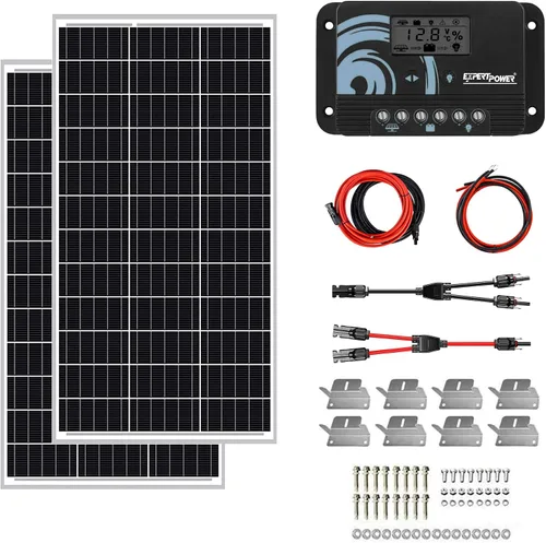 Vista 13 de ExpertPower Kit de energía solar de 100 W y 12 V Batería de litio LiFePO4 de 12 V y 20 Ah Panel solar monorígido de 100 W, controlador de carga