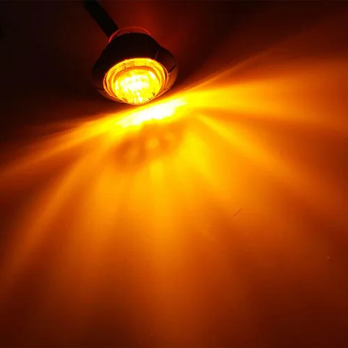 Vista 2 de juego de 10 luces LED selladas impermeables ámbar de 3/4" mini redondas, luces indicadoras delanteras, traseras y laterales, luces de gálibo