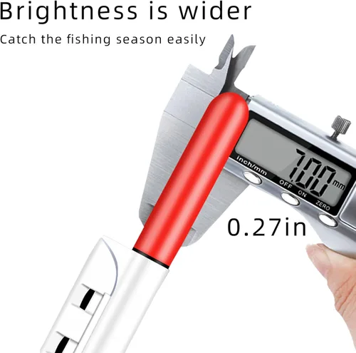 Vista 5 de Luces LED de punta de caña de pescar – Indicador inteligente de golpe y alarma de mordeduras para pesca nocturna – Alerta impermeable con clip