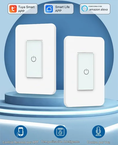 Vista 2 de Nexete Interruptor de luz inteligente, interruptor táctil de un solo polo Wi-Fi de 2.4 GHz, control de voz con temporizador y aplicación Smart Life