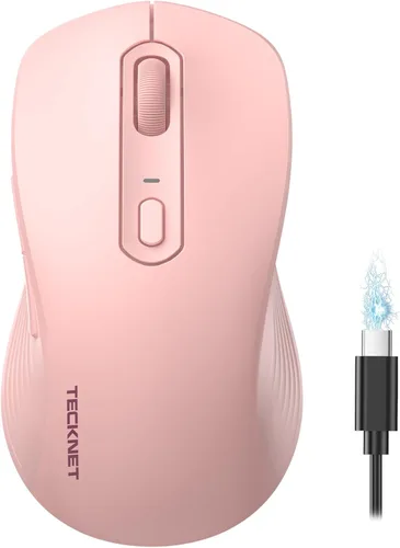 Vista 10 de TECKNET Ratón recargable Bluetooth, [ USB + BT5.0 + BT3.0 ] Ratón inalámbrico, tamaño completo, clic silencioso, ratón inalámbrico de 6 niveles 4800