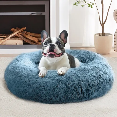 Vista 40 de JOLLYVOGUE Cama Calmante para Perros Pequeños - Cama para Perros Pequeños en Forma de Dona Lavable de 23 Pulgadas para Gatitos y Cachorros, Camas