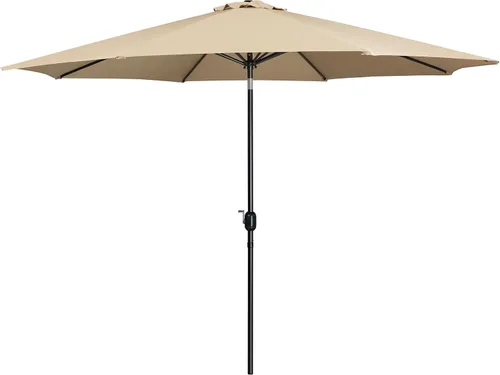 Vista 11 de Yaheetech Sombrilla de patio de 7.5 pies con 6 varillas resistentes, botón de inclinación y manivela para jardín, césped, cubierta, patio, piscina