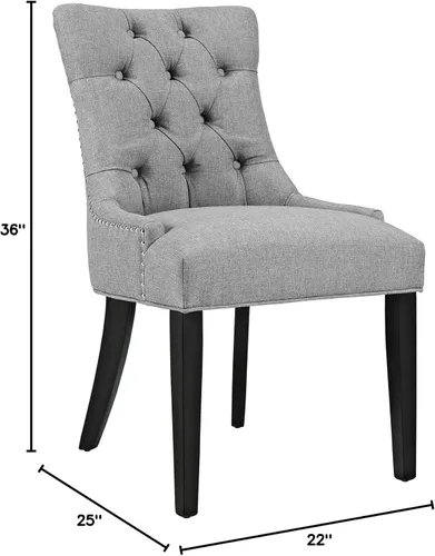 Vista 3 de Modway Regent Modern - Silla auxiliar de comedor, elegante tapizada con botones y ribete de cabeza de clavo, color gris claro