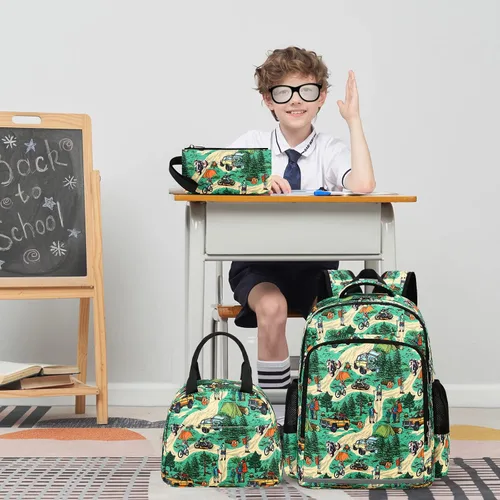 Vista 2 de BTOOP Mochila escolar para niñas y niños, con bolsa de almuerzo aislada y bolsa para lápices