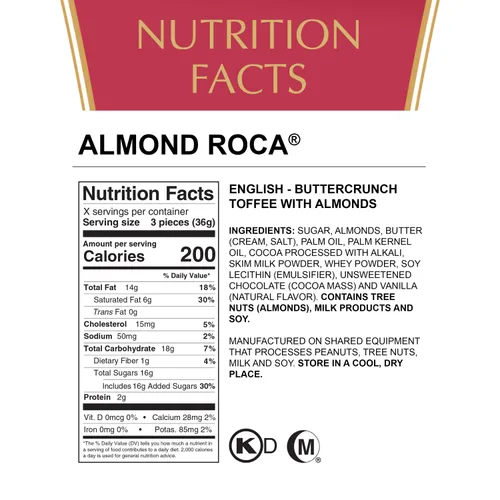Vista 2 de Almond Roca - Paquete de 4 botes – Caramelos de chocolate envueltos individualmente de 10 onzas – Caramelo clásico de mantequilla crujiente