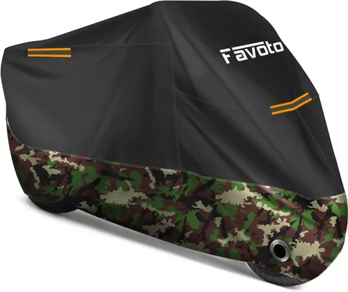 Vista 9 de Favoto - Funda impermeable para motocicleta, universal, duradera, reflectante, protección para cualquier temporada, con orificios de seguridad