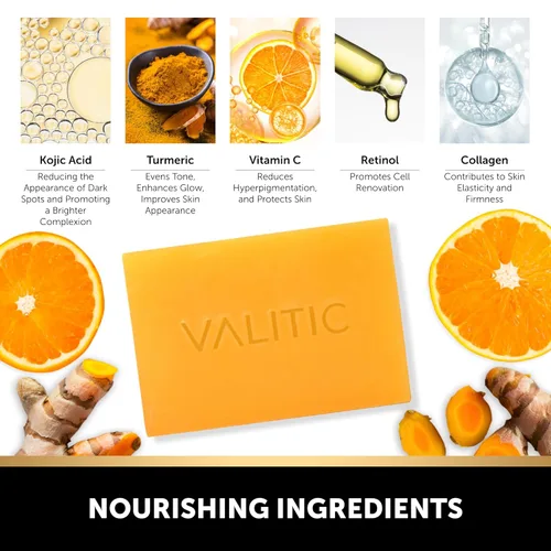 Vista 6 de VALITIC Jabón de ácido kójico para hiperpigmentación, con glutatión, colágeno y vitamina C, barras de jabón naturales con cúrcuma, complejo japonés