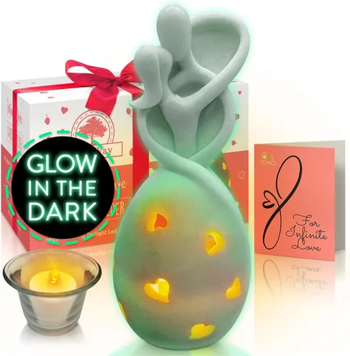 Vista 10 de Estatua de portavelas Infinity Love con vela LED parpadeante para parejas, esposa, marido, él o ella, despedida de soltera, compromiso, padres