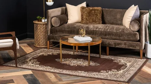 Vista 4 de Rugs.com, colección Amaya - Alfombra de pelo medio marrón de 2 x 3 pies perfecta para entradas, cocinas, rincones para desayunar, piezas de realce
