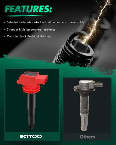 Vista 2 de SCITOO Paquete de bobinas de encendido para Porsche Panamera 4.8L 2010-2016 para Porsche Panamera 3.6L 2011-2016 para Porsche Cayenne 4.8L 2008-2018