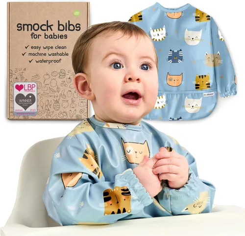 Vista 12 de Baberos impermeables para comer (niño o niña de 6 a 24 meses) – Babero de manga larga para bebé destete