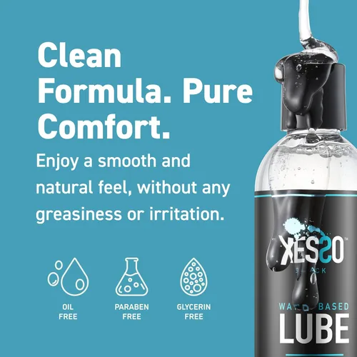Vista 2 de XESSO Lubricante a base de agua de 8.3 onzas líquidas, totalmente natural e hipoalergénico sin glicerina ni parabenos, pH equilibrado, gel de masaje