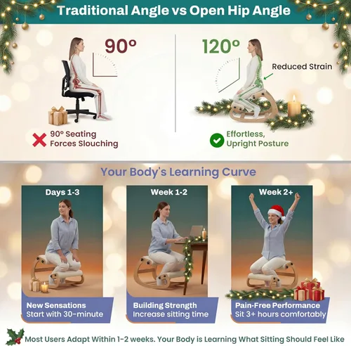 Vista 47 de NYPOT Silla ergonómica de rodillas con asientos ajustables, silla de rodilla para corrección de postura y taburete mecedora para escritorio - Alivio