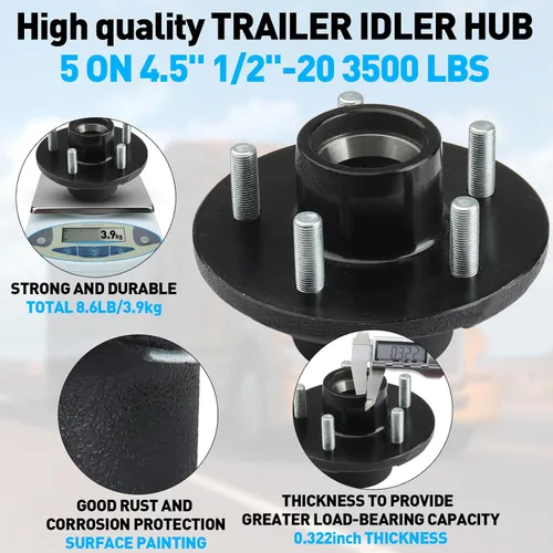 Vista 3 de 2 Juegos de Kits de Cubo Loco para Remolque de 3500 libras, Eje de 1-1/16" a 1-3/8", Cubo de Remolque de 5 Orejetas con Kit de Rodamientos L44649