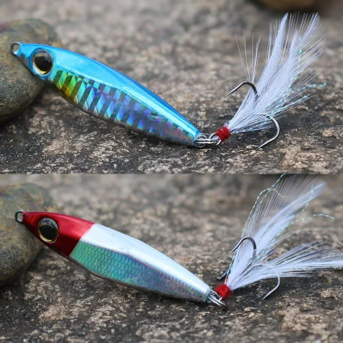 Vista 9 de Sougayilang Señuelos de pesca de plantillas, cucharas de metal para hundimiento, cebo micro jigging