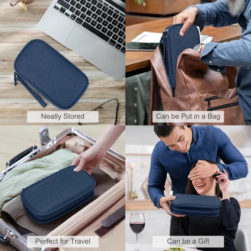 Vista 134 de FYY Organizador para accesorios electrónicos, para viajes, para cables, celular y cargadores, estuche portátil, impermeable, doble capa, bolsa
