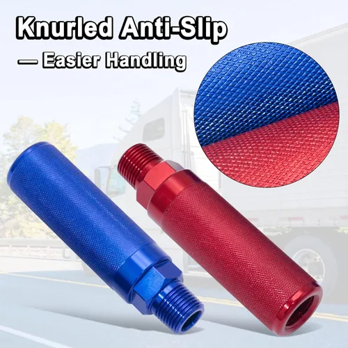 Vista 6 de KOOTANS Juego de manos Glad con Glad Hand de servicio de emergencia, mangos de extensión de aluminio anodizado, agarres y sellos para semirremolque