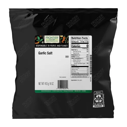 Frontier Co-op Sal de ajo con perejil, bolsa a granel de 1 libra, molida gruesa, condimento natural de sal de ajo para carne, verduras, sopas y más,