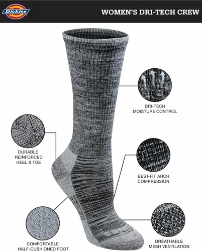 Vista 2 de Dickies Women's Dri-tech Moisture Control Crew Socks Multipack