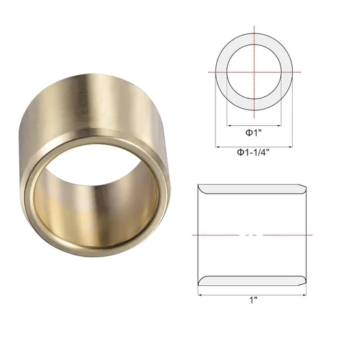 Vista 3 de uxcell Bujes de Manga 1" de Diámetro Interior 1-1/4" de Diámetro Exterior 1" de Longitud de Latón Fundido Autolubricante