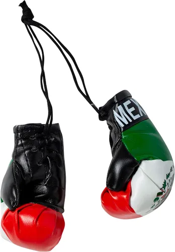 Vista 3 de Artisan Owl México Mini Guantes de Boxeo - Guantes de vinilo con correa negra, recuerdo ideal o pieza de exhibición