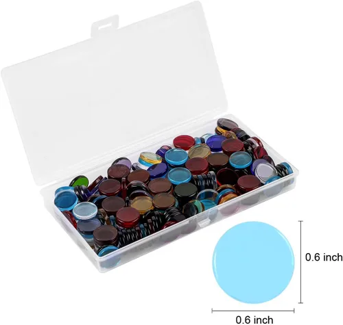 Vista 2 de Mosaico de vidrio plano, 200 piezas de mosaico de vidrio transparente, gemas planas redondas para decoración del hogar, manualidades