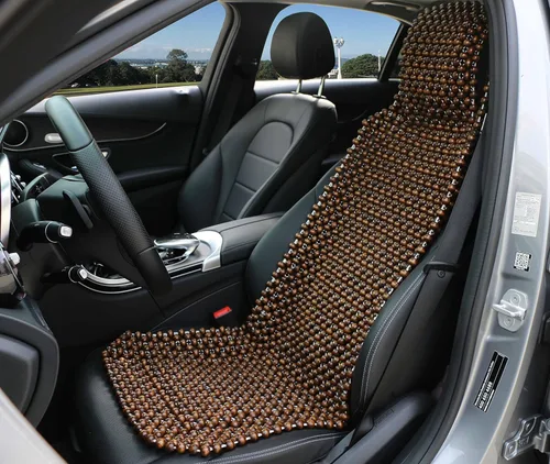 Vista 7 de Protector de asiento con cuentas de madera natural, almohadilla transpirable, fresca y cómoda para verano, cojín masajeador (cuadrado)