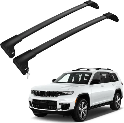 Vista 9 de Barras transversales de techo compatibles con Grand Cherokee 2011-2021 con rieles laterales ranurados, portaequipajes transversales para equipaje