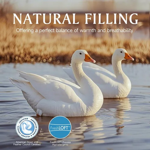 Vista 7 de Beautyrest Edredones de plumón de ganso tamaño individual, relleno de edredón blanco de lujo para todas las estaciones, 100% tela de algodón