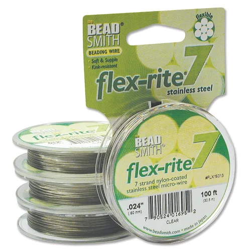 Vista 30 de The Beadsmith Flex-Rite 7 hebras de nailon recubierto de nailon, alambre de cuentas de acero inoxidable, suministro de fabricación de joyas