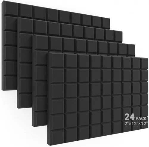 Vista 11 de JBER Paquete de 6 cuñas de espuma acústica, paneles de insonorización para estudio de 2 x 12 x 12 pulgadas, relleno a prueba de sonido resistente al