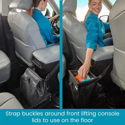 Vista 4 de High Road TrashStash - Bolsa de basura colgante para automóvil con tapa de cierre a presión y contenedor impermeable para respaldos de asiento