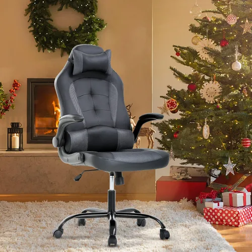 Vista 15 de Silla ergonómica para videojuegos, silla de juegos con reposacabezas, silla de computadora de oficina con ruedas y soporte lumbar, silla